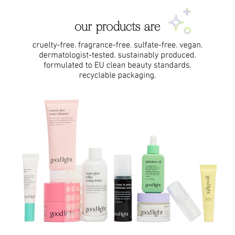 good light All-Stars Kit. An Otherworldly Korean Skincare Set With Our Top-Rated Cleanser, Toner, Moisturizer & Lip Milk. Use As Daily Skincare Routine, Gift Set, Beauty Essentials For Celestial Glow.