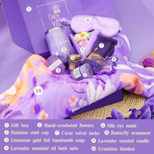 Grandma Christmas Mothers Day Birthday Gifts 10Pcs Set, Premium Natural Skincare Set - Moisturizing & Nourishing Body Care Kit, Ideal Gifts for Grandma Mother¡®s Day(Grandma)