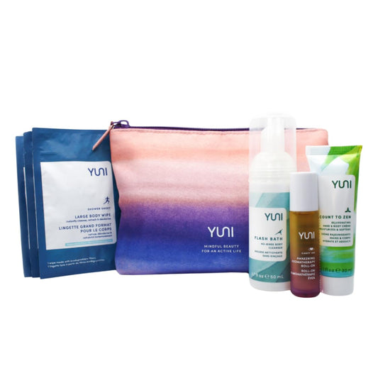 YUNI Beauty Travel Essentials Kit - 7pc Natural Body Care Set | Cleanse, Refresh, Hydrate