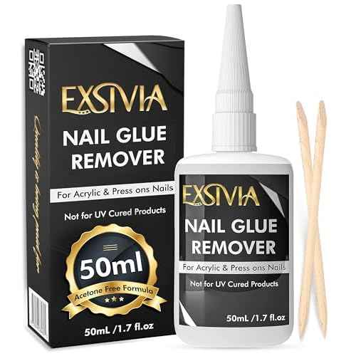Nail Glue Remover for Press On & Glue On Nails ? 50mL Non-Acetone, Gentle & Odorless Debonder Serum, Exsivia False Nail Remover Fast & Safe on Fake Tips