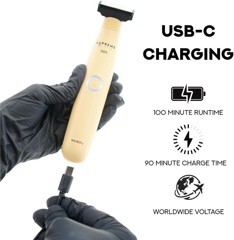 Men's Ball Trimmer & Body Groomer - Waterproof, Skin-Safe Blade | USB-C Fast Charge, 90 Min Runtime