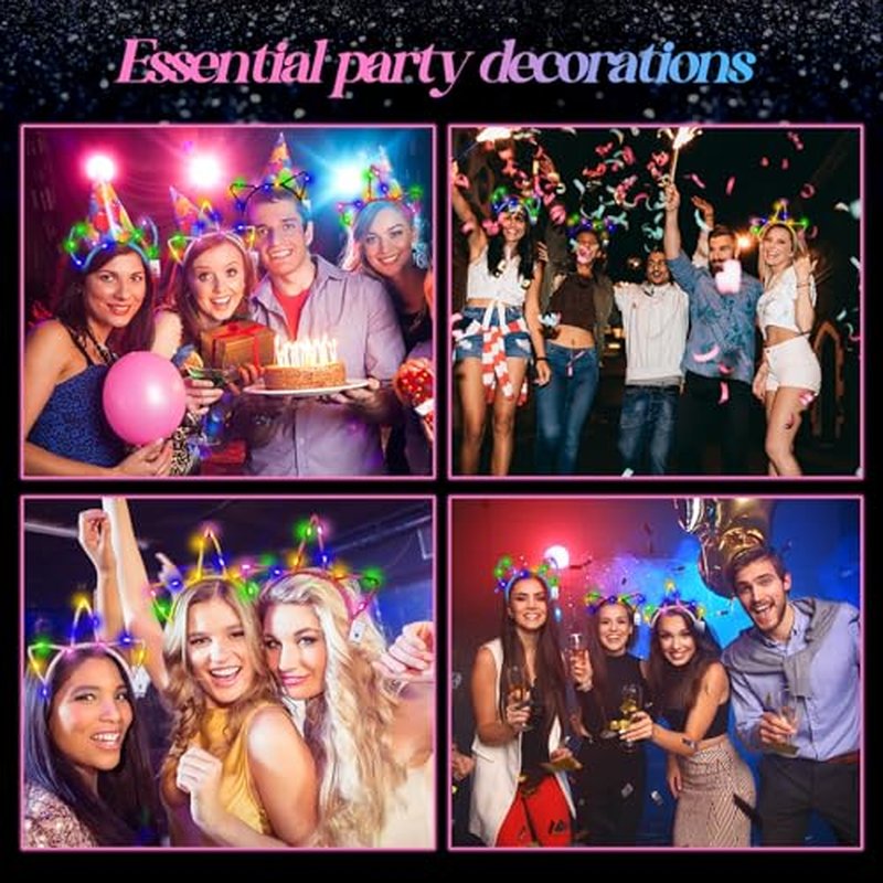 Xinnun 64 Pieces Light up Cat Ears Headband LED Bunny Glow in Dark Cat Ears Hairband Party Supplies for Women Adult Costume (Unicorn)