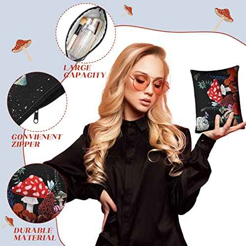 Kajaia 12 Pcs Mushroom Makeup Bags Cute Portable Travel Purse Toiletry Pocket Make up Organizer Storage Zipper Pouch Makeup Brush Cosmetic Bags for Women Adult Aesthetic Stuff