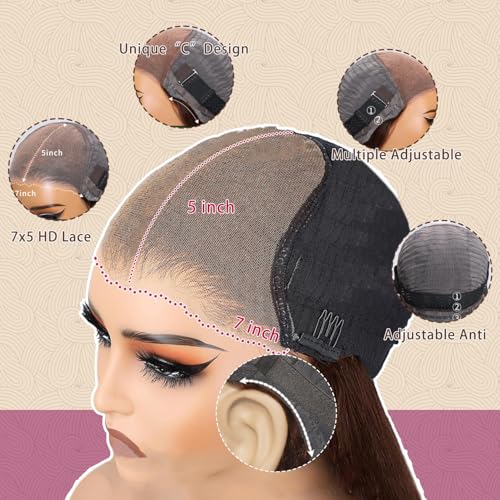 SFD 30Inch Chocolate Brown Glueless Wigs Human Hair Pre Plucked Pre Cut 200% Density Wear And Go Glueless Brown Human Hair Wig 7x5 Lace Body Wave Lace Wig