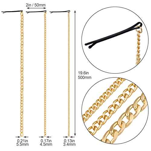 PAGOW 9Pcs Hair Clips Set - Multi-Strand Gold Head Chain, Tassel Ponytail Holders for Women and Girls, Nightclub Christmas Thanksgiving Party Accessory