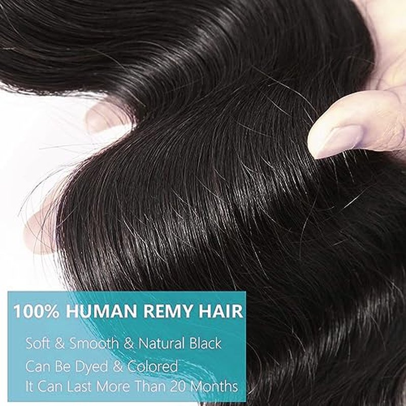 Cirvty 24 Inch Body Wave Bundle Human Hair 1 Bundles Body Wave Bundles 100% Unprocessed Brazilian Virgin Hair Bundles Double Weft Weave Bundles Human Hair Natural Black Color