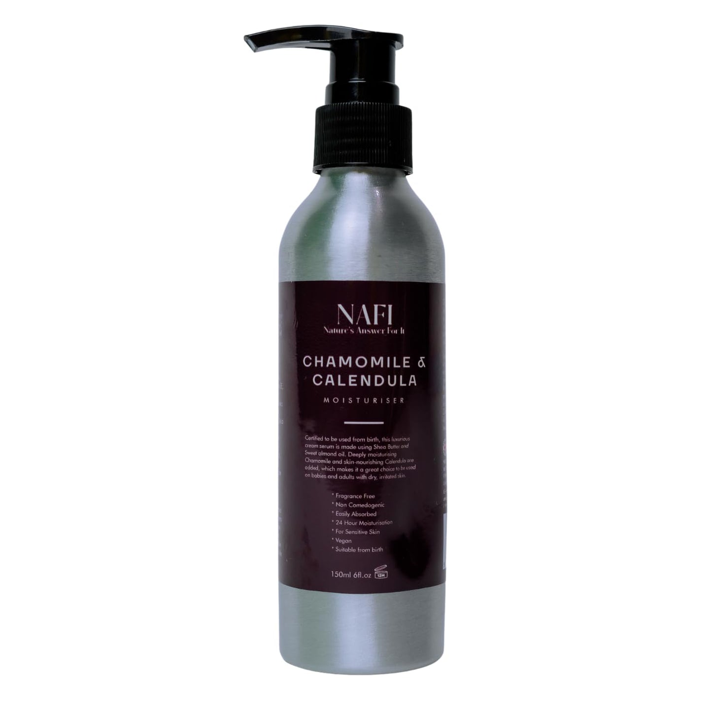 NAFI Chamomile & Calendula Moisturiser for Sensitive Skin – 150ml | Baby Safe From Birth | Natural Hydrating Face & Body Cream with Shea Butter, Sweet Almond & Avocado Oils | Gentle Daily Skincare