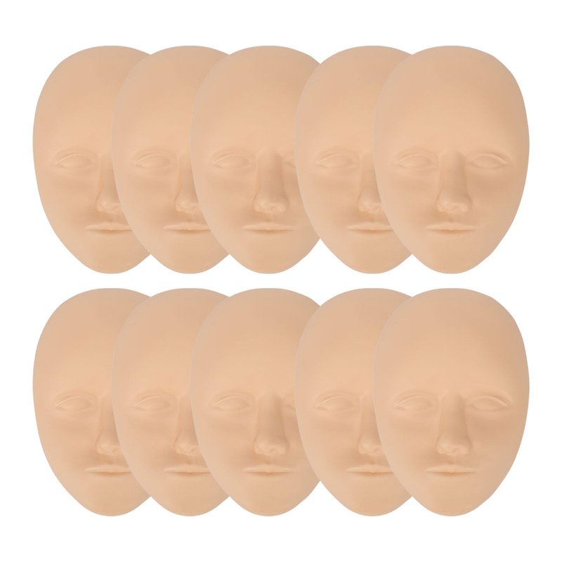 Face Practice Skin, 10 Pcs 3D Practice Face Skin Practice Skin Face Microblading Eyebrow Eye Lip Silicone Fake Skin for Beginners Experienced Artists