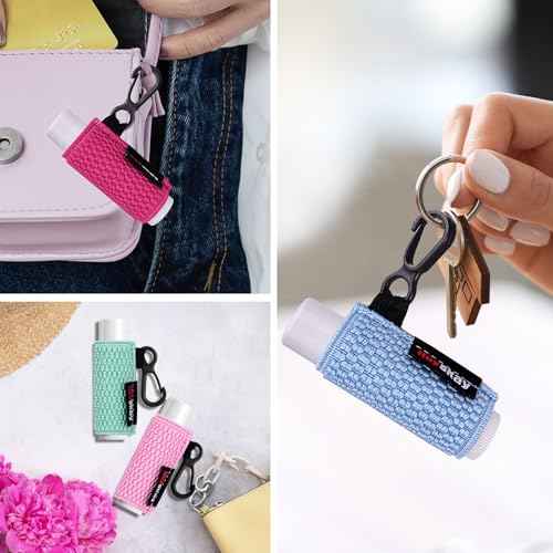 HEYSKAY 10PCS Lip Balm Holder Sleeves Keychain Compact Clip On Lipstick Holder Chapstick Holder Lip Gloss Holder Keychain Chapstick Elastic Sleeves