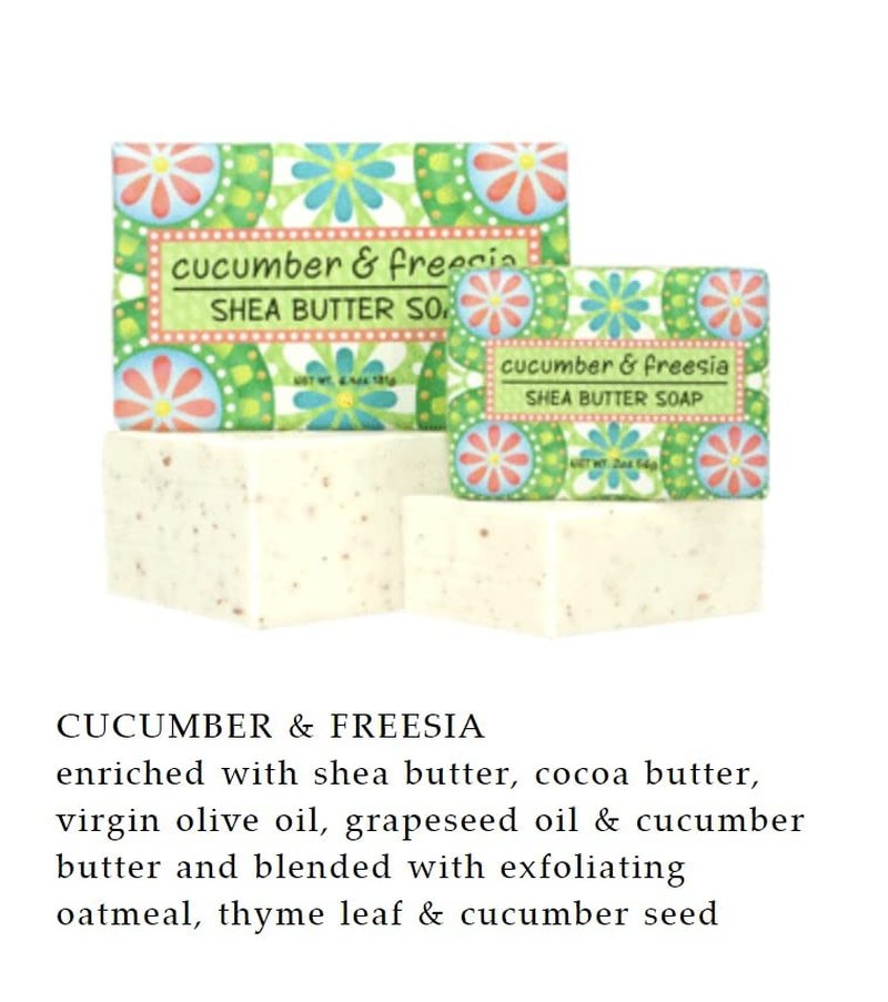 Greenwich Bay Trading Co. Garden Shea Butter Soap Bars - Cucumber & Freesia | 6.4 Ounces, 3-Pack