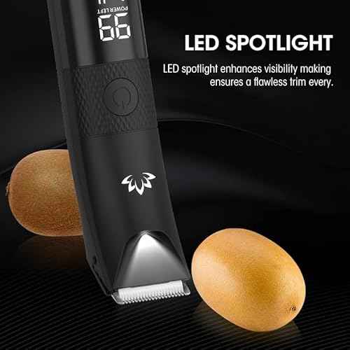 Manscape Trimmer for Men - Electric Body Hair Trimmer with Light, IPX7 Waterproof Electric Razor for Balls/Pubic/Groin/Legs/Chest Hair Removal, Lightweight with LED Display, Gifts for Him Dad