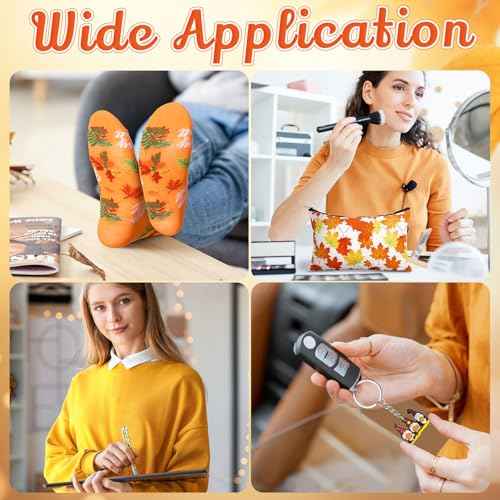 32 Pcs Thanksgiving Gifts Set Autumn Makeup Bags Bulk Pumpkin Socks Holiday to Do List Notepad Turkey Ballpoint Pens Keychain Fall Party Gifts