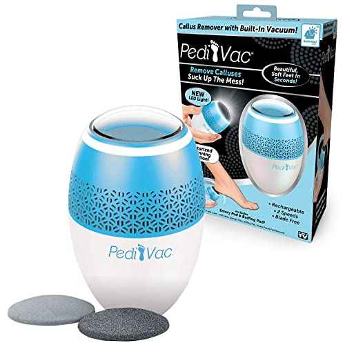 As Seen On TV Electric Callus Remover + Built-In Vacuum Sucks Up Shavings,Gently Removes Calluses & Dry Skin in Seconds, Mess-Free, Spins at 2000 RPMs, LED Light, 2 Speed Settings, 3.5"x 2.5"