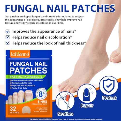 Extra Strength Toenail Treatment - 32 Pcs Nighttime Nail Patches, Overnight Toe Nail Treatments for Damaged Nails Foot Nails Repair and Care, 8-Hour Restores Healthy Appearance