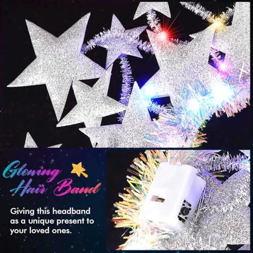 GORTIN Light up Stars Headband LED Headpiece Glowing Halloween Costume Headwear Rave Hair Accessories for Women
