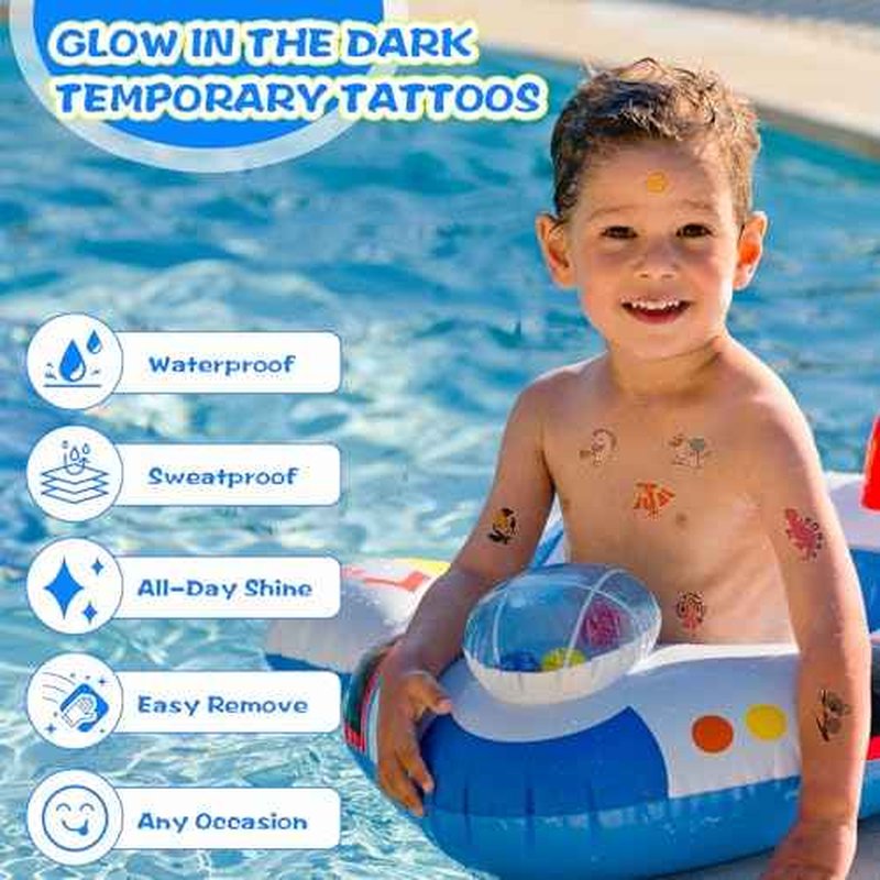 300pcs (30 Sheets) Glow-in-the-Dark Temporary Tattoos for Kids - Unicorn, Dinosaur, Mermaid, Fairy, Animals £¦ Butterfly - Temporary Tattoos for Boy £¦ Girls, Party Favors