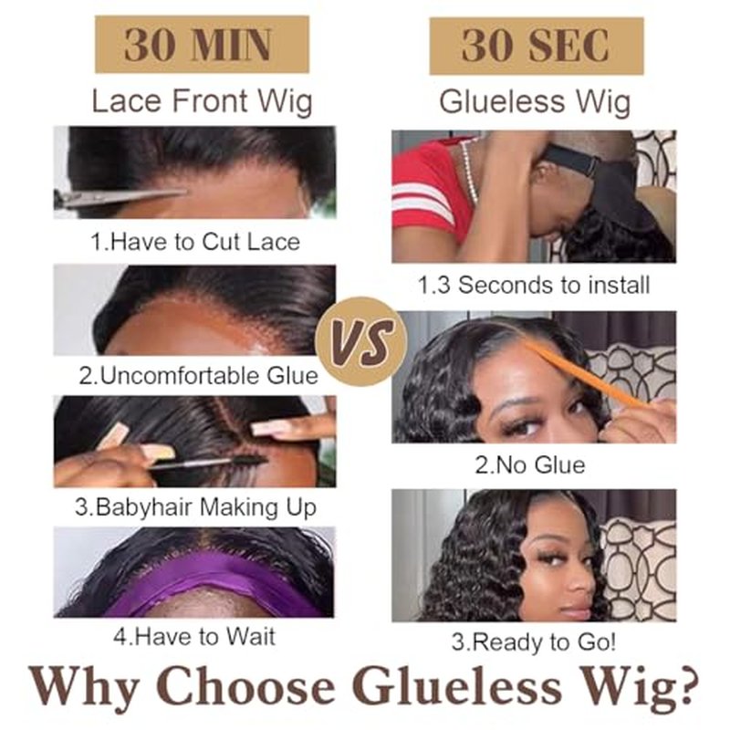 Chocolate Brown Body Wave Glueless Wig Human Hair Pre Plucked Pre Cut Glueless Lace Front Wig Ready to Wear 6x4 Body Wave 180% Density Closure Wig Natural Hairline (#4 Brown, 14 Inch)