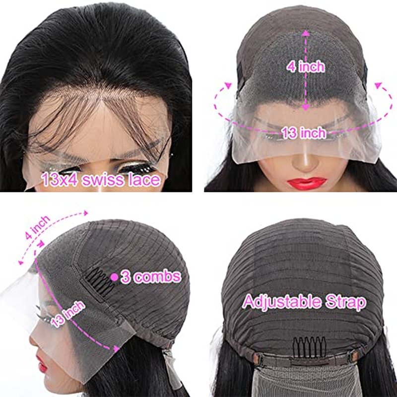 LICHANG 13x4 HD Lace Front Bob Wigs 14 Inch Straight Bob Wig Human Hair
