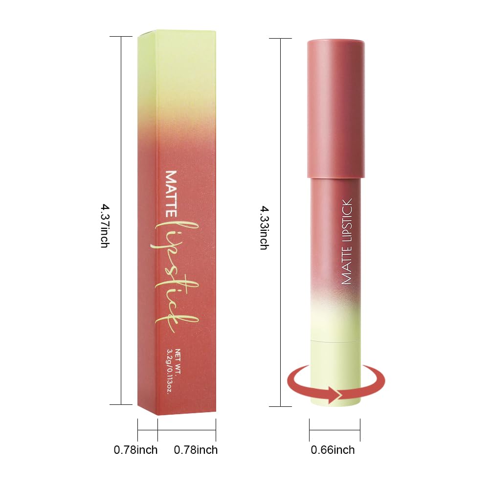 Matte Lipstick Crayon - High-Pigment Lip Liner Pencil | Waterproof, Smudge-Proof, Velvet Texture, Fits All Tones