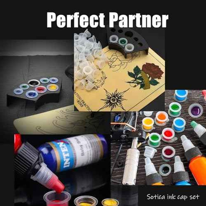 Tatoo Ink Caps Kit - SOTICA 500pcs Tattoo Ink Cups Mixed Size with 2pcs Tattoo Ink Holders Plastic Tattoo Cups with Holders for Tattoo Supplies