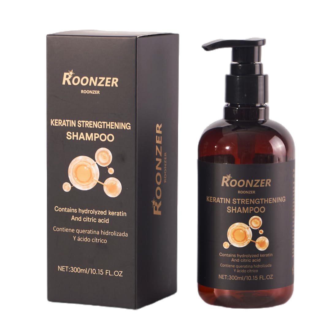 ROONZER Keratin Shampoo 300ml | Deep Cleanse with Olive Oil & Cocoa Butter | Anti-Frizz & Volumizing Formula for All Hair Types