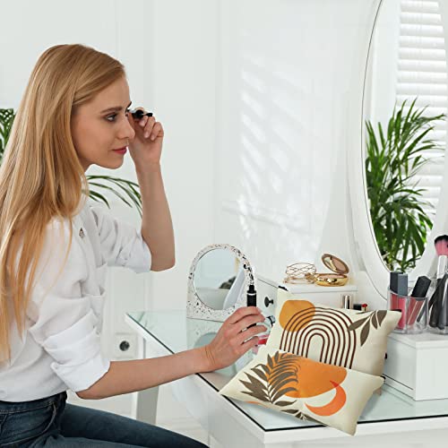 Pinkunn 6 Pcs Boho Makeup Bag Canvas Cosmetic Bags Makeup Pouch for Purse Sunshine Ray Retro Natural Linen Zipper Preppy Pouch Cute Organizer for Women, Bobo Style