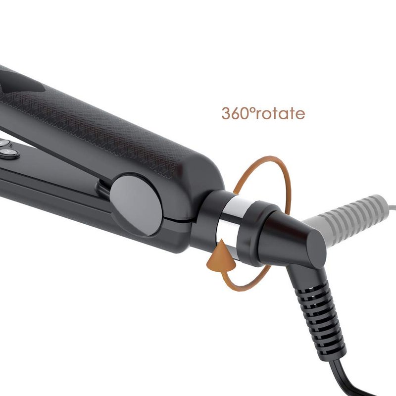 Professional Dual Voltage Hair Straightener - 1.25” Keratin Ceramic Flat Iron with Fast Heat Up & Auto Shut Off | Black