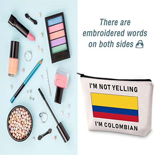 LEVLO Funny Colombia Flag Cosmetic Bags Souvenirs I'm Not Yelling I'm Colombian Makeup Bags Colombian Root Flag Gifts (I'm Colombian)