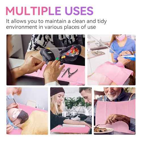 Makartt Disposable Nail Mats: 50Pcs Pink Fordable Nail Paper Towels for Table Acrylic Nail Practice Sheet 3 Ply Waterproof Nail Art Table Mats Clean Pads for Salon Manicure Tattoo