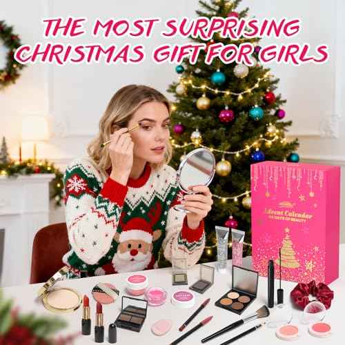 Makeup Advent Calendar 2025 for Women Teen Girls 24 Dayss Beauty Advent Calendar Christmas Makeup Set Gift for Wife Daughter Mother Girlfriends Trendy Stuff Makeup Kit Gifts Face Eyes Lips Cosmetics