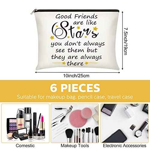 Xuniea 6 Pieces Friendship Gifts for Women Bulk Friendship Cosmetic Makeup Bag for Girl Travel Pouch Friend BFF Birthday Christmas Gifts(Star Pattern)