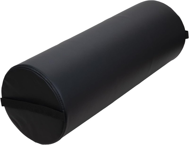 Jumbo Full Round Bolster Pillow - Oil & Stain-Resistant for Massage & Yoga | Black, 9” R x 26” L
