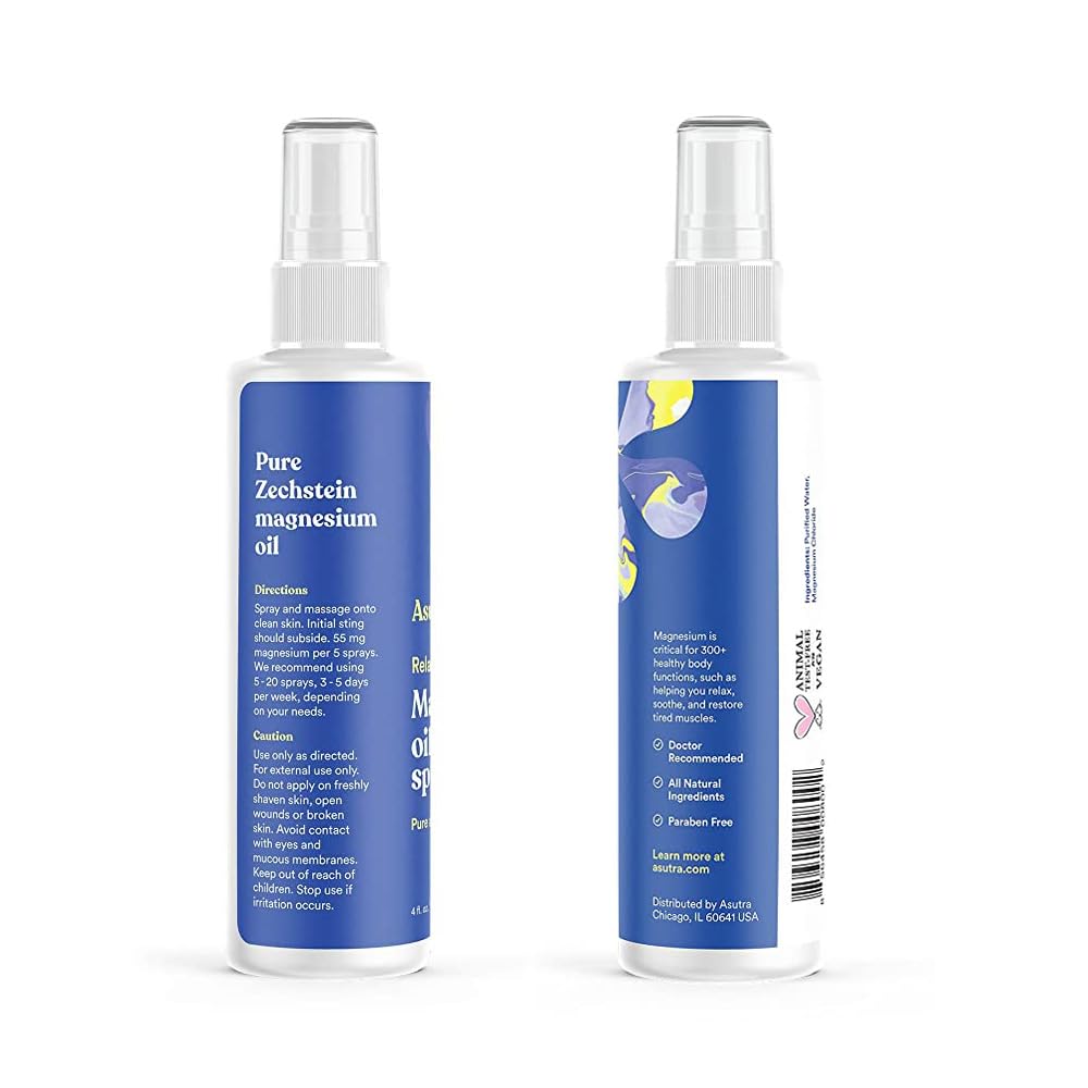 ASUTRA Bundle Set, 2 Products - 1 Topical Magnesium Chloride Oil Spray and 1 Magnesium Body Butter Lotion