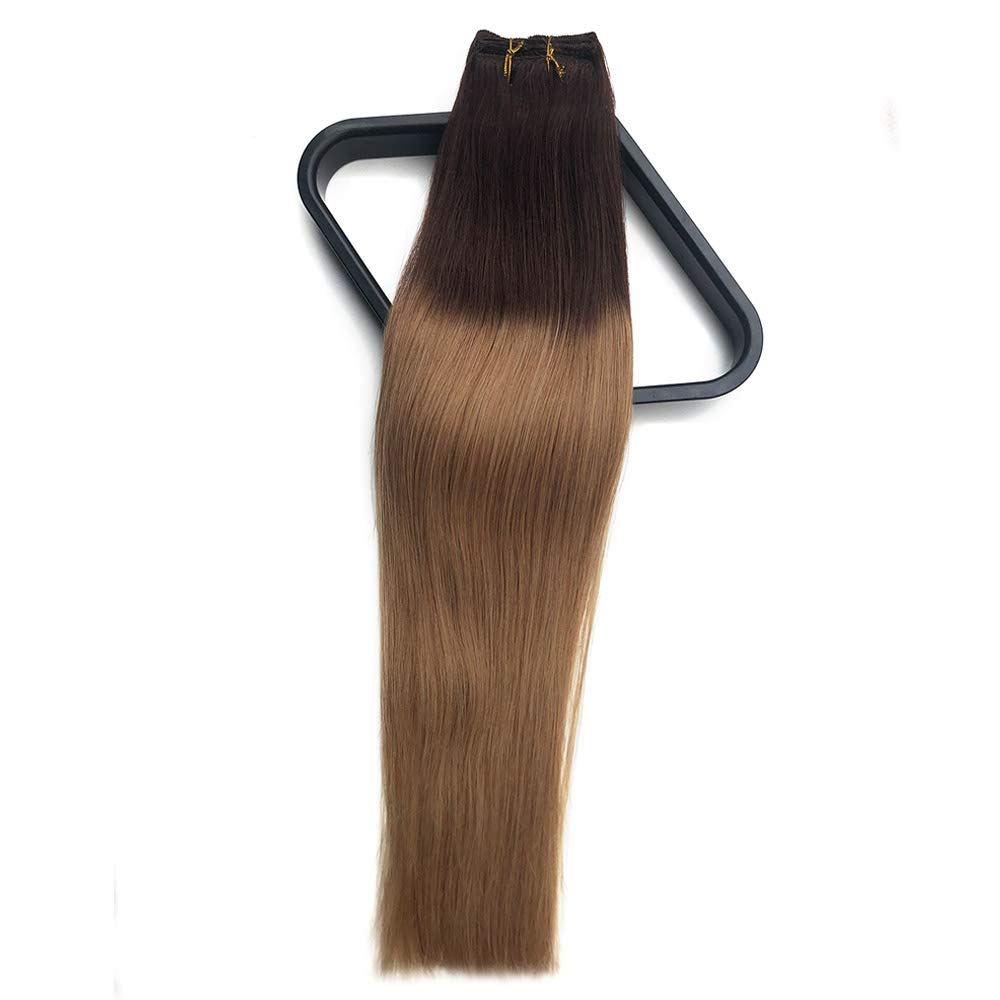 Clip in Hair Extensions Human Hair New Version Thickened Double Weft Brazilian Hair 140g 8pcs Per Set Remy Hair Silk Straight Soft Thick Natural Black Full Head Clip In(18" #1B)
