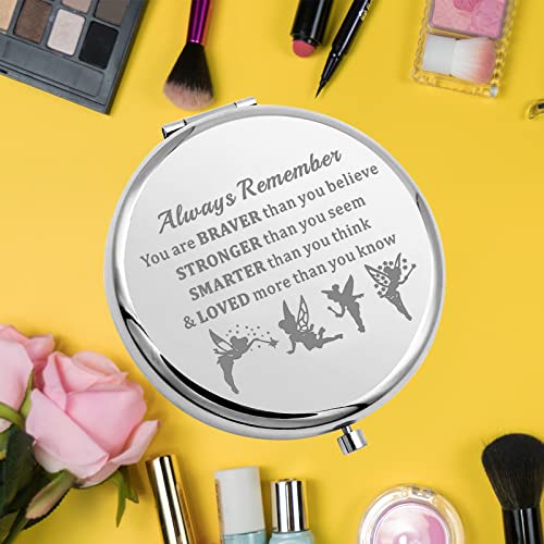 KEYCHIN Fairy Tale Pocket Mirror Fairy Pixie Cartoon Fans Gifts You are Braver Stronger Smarter Than You Think Compact Makeup Mirror for Women Girls Teenagers (Fairy Tale Mirror)