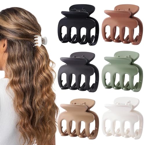 6 Pcs Hair Clips Small Claw Clips for Thin Hair Medium Matte Non-slip Hair Accessories for Women and Girls (Brown)