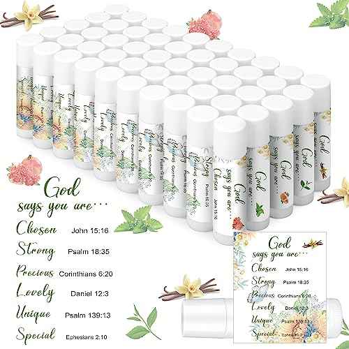 50 Pcs Christian Lip Balm Bulk Scripture Bible Verses Lip Balm Christian Gifts for Women Faith Religious Church Party Favor Inspirational Gift for Coworker Staff Employee(Fresh)
