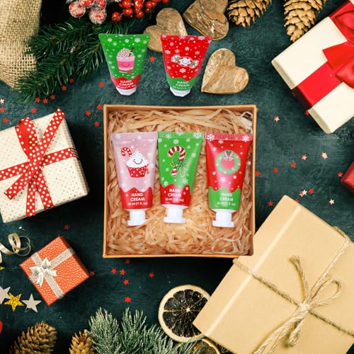 Loopeer 12 Pcs Christmas Hand Cream Gifts Bulk Christmas Mini Hand Lotion Xmas Stocking Stuffers Gifts Travel Size Mini Creams Moisturizer Cream Xmas Party Favors for Dry Skin Women Men Mom Employee