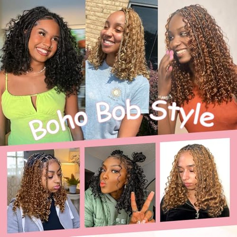 Urbeauty Human Braiding Hair for Bob Braids, Deep Wave Bohemian Hair for Braiding, 14 in Bulk Knotless Boho Locs, Boho Twist, Gypsy, Goddess, Curly, Micro, No Weft #30