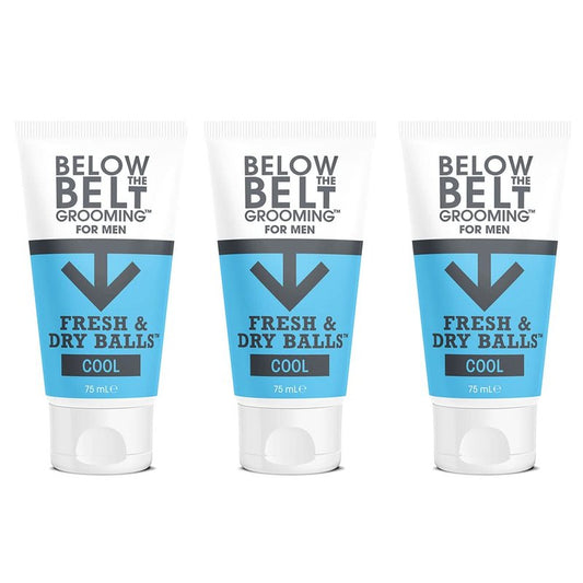 Below The Belt Grooming Fresh & Dry Cool Intimate Deodorant For Men, Protects against Sweat, Odour and Chafing, Cool Mint Fragrance 3 x 75ml