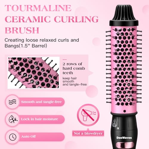 Upgraded Thermal Brush 1.5 Inch for Travel, Heated Round Brush for Blowout Look, Dual Voltage, LED Display, 7 Temp Setting, Detachable Heated,Tourmaline Ceramic