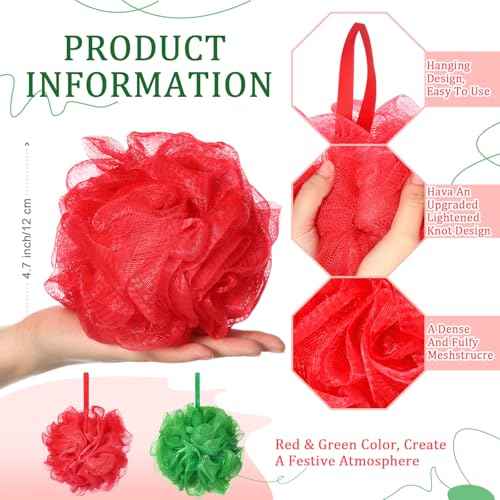 24 Pcs Halloween Bath Loofah Sponge Orange Black Loofah Exfoliating Body Scrubber Shower Sponge 50g Mesh Shower Pouf Balls Gift Set for Women Men Christmas Bathing Accessories
