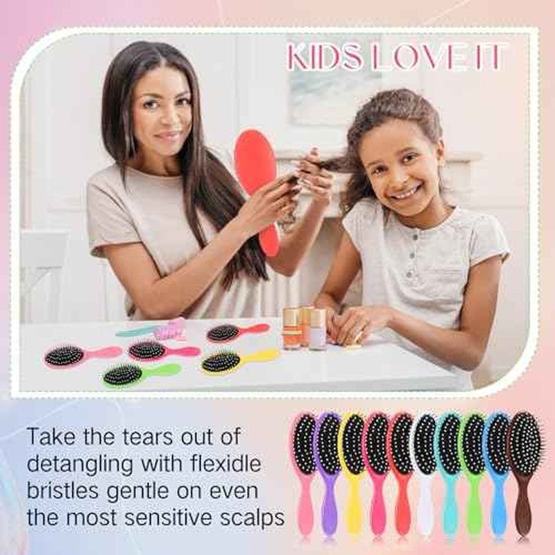 Suclain 30 Pieces Wet Hair Brushes for Women Travel Detangling Brush Soft Bristles with Cushion Base Drying Detangler Small Hair Brushes for Women, 10 Colors