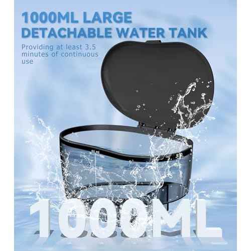 Water Dental Flosser for Teeth Cleaning with 1000ML Large Capacity and UV Storage, 10 Adjustable Pressure Electric Oral Irrigator with 7 Jet Tips, Gifts for Dental Health Seekers (Black)