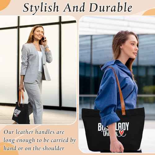 Boss Lady Gift for Women Bosses Day Canvas Tote Bag Makeup Bag Appreciation Gift for Leader Coworker Colleague