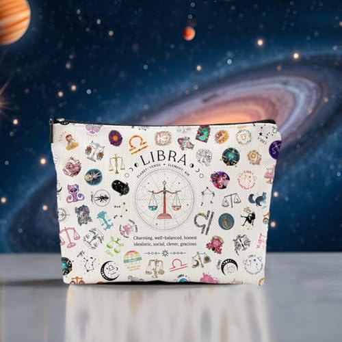 Libra Gifts for Women, Libra Zodiac Cosmetics Bag, Travel Makeup Bags, Libra Birthday Gifts for Women & Astrology Lovers