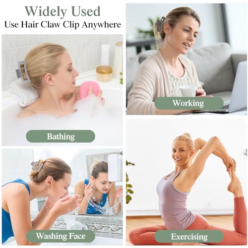 Cindeer 64 Pcs Medium Hair Claw Bulk Hair Clips Set Rectangle Claw Clips Matte Thin Clamps Accessories for Women Girls for Thick(3.35 Inch and 2 Inch,Matte Color)