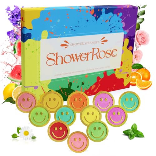 Shower Steamers Aromatherapy - 12 Pack Stress Relaxing Shower Bombs with Natural Oils, Home Spa Birthday Gifts for Women Men, White Elephant Christmas Stocking Stuffers for Adult Teens