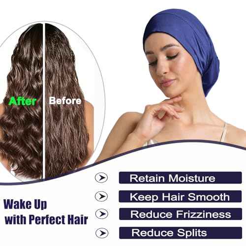 Satin Bonnet for Sleeping Night Cap, Adjustable Satin Lined Silk Bonnets Sleep Cap for Curly Hair Braids Beanie Black Women