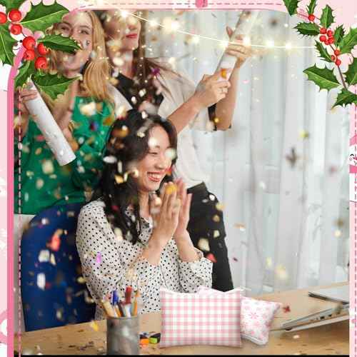 40 Pcs Pink Christmas Theme Makeup Bags Bulk Xmas Trees Snowman Snowflake Zipper Pouch Purse Christmas Cosmetic Gifts Xmas Party Favors for Women Employee Gifts Coworker Nurse Teachers